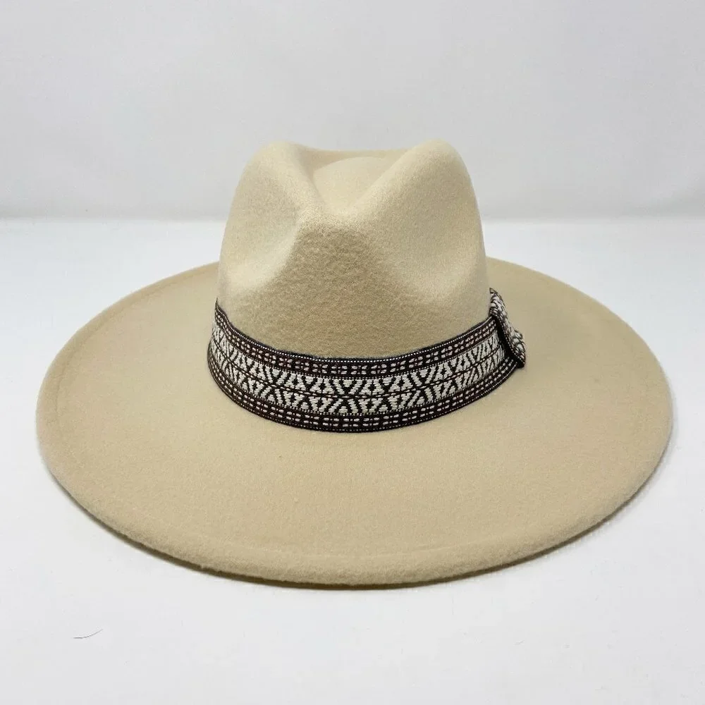 Cream Wide Brim Rancher Style Hat
